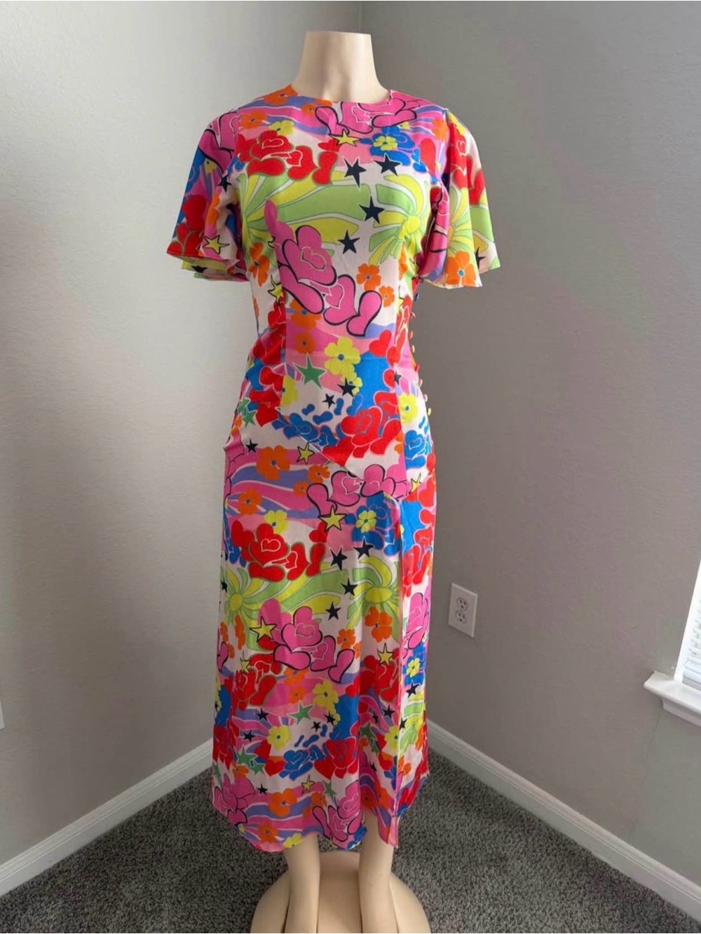 ASOS DESIGN maxi dress in bright floral and heart print